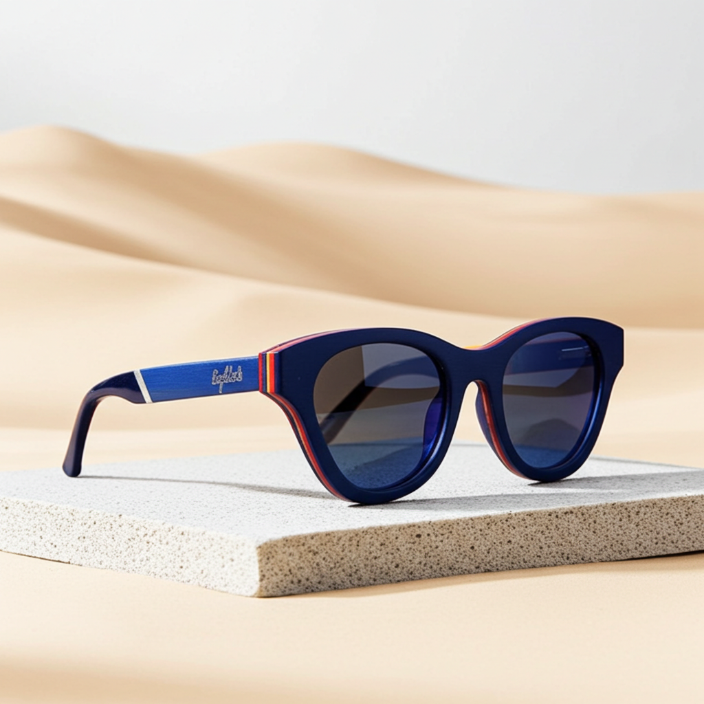 Beach Bound Skateboard Wood and Acetate Sunglasses, Polarized
